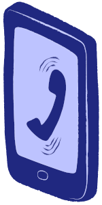 Tecknad bild: mobiltelefon som ringer
